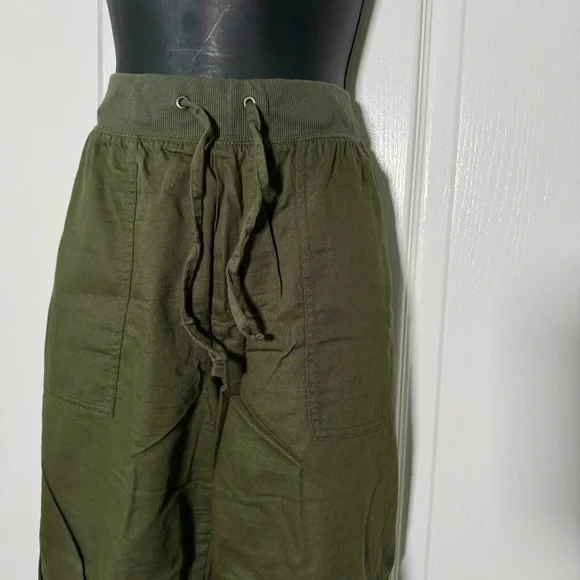 Gap Women’s Linen blend Olive Green Jogger Pants Size Large - Picture 3 of 6